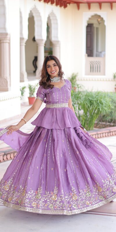 Lavender Gold Crush Embroidery Work Lehenga Choli | Lehenga, Bollywood Lehenga, Creative Lehenga, Designer Lehenga, Embroidered Lehenga, Party Wear Lehenga