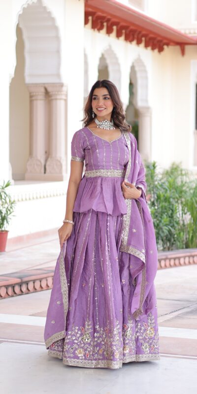 Lavender Gold Crush Embroidery Work Lehenga Choli | Lehenga, Bollywood Lehenga, Creative Lehenga, Designer Lehenga, Embroidered Lehenga, Party Wear Lehenga