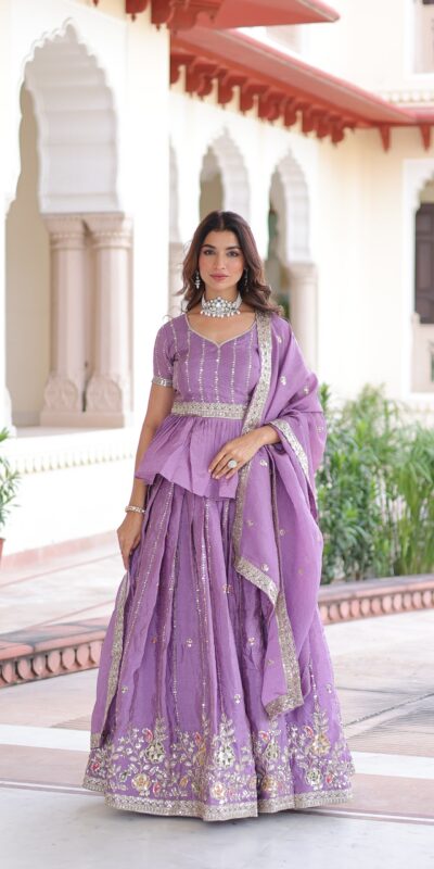 Lavender Gold Crush Embroidery Work Lehenga Choli | Lehenga, Bollywood Lehenga, Creative Lehenga, Designer Lehenga, Embroidered Lehenga, Party Wear Lehenga