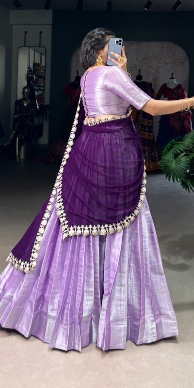 Lavender Jacquard Weaving Lehenga Choli | Lehenga, Bollywood Lehenga, Creative Lehenga, Designer Lehenga, Embroidered Lehenga, Party Wear Lehenga