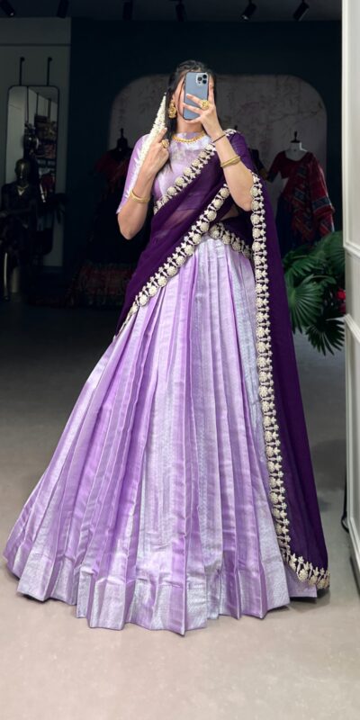 Lavender Jacquard Weaving Lehenga Choli | Lehenga, Bollywood Lehenga, Creative Lehenga, Designer Lehenga, Embroidered Lehenga, Party Wear Lehenga