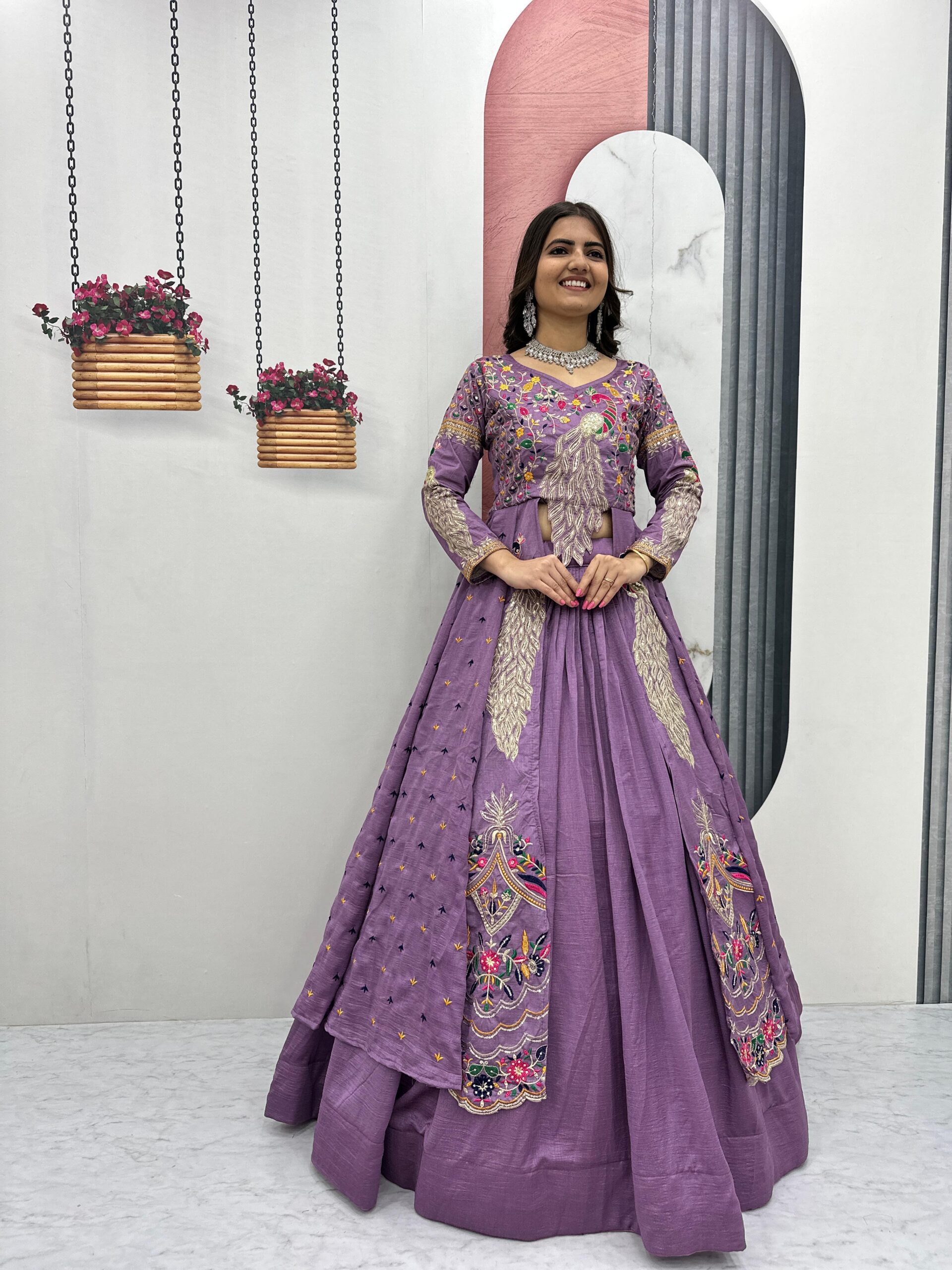 Lavender Vichitra Sequence Work Lehenga Choli | Lehenga, Bollywood Lehenga, Creative Lehenga, Designer Lehenga, Embroidered Lehenga, Party Wear Lehenga