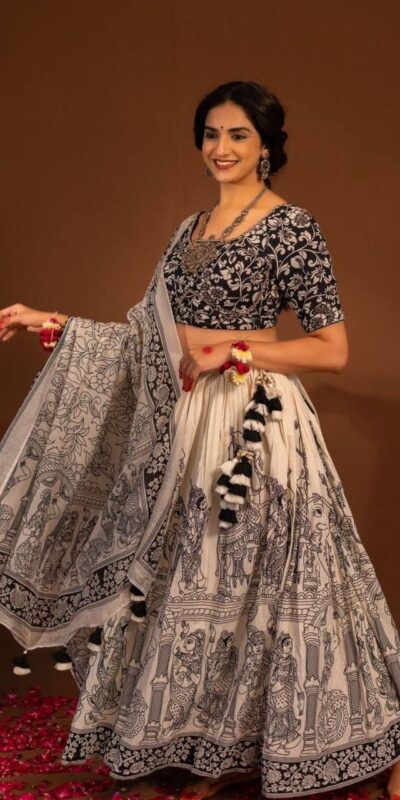 Light Peach Cotton Kalamkari Print Lehenga Choli | Lehenga, Bollywood Lehenga, Creative Lehenga, Designer Lehenga, Embroidered Lehenga, Party Wear Lehenga
