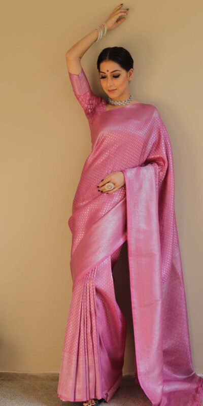 Light Pink Soft Silk Jacquard Saree | Sarees, Bollywood Sarees, Creative Sarees, Designer Sarees, Embroidered Sarees, Ethnic Saree, Modern Digital sarees, Party Wear Sarees