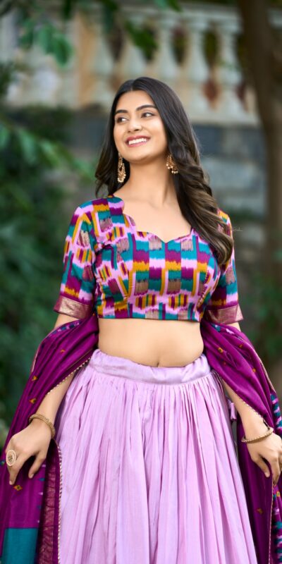 Light Pink Tasar Silk Lehenga Choli | Lehenga, Bollywood Lehenga, Creative Lehenga, Designer Lehenga, Embroidered Lehenga, Party Wear Lehenga