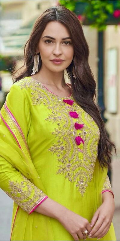 Lime Yellow Faux Georgette Embroidery Work Salwar Suit | Jump Suits, Salwar suit, Casual Suits, Creative suits, Designer Suits, Palazzo Suits, Party Wear Suits, Patiala Suits, Straight Suits