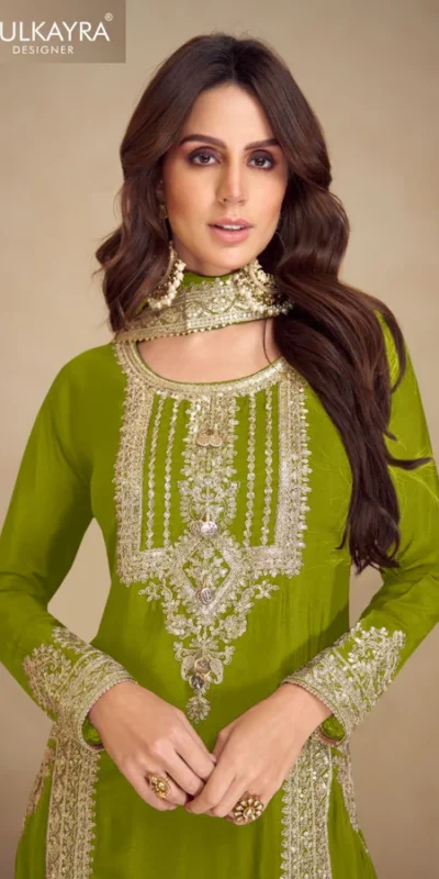 Mahendi Chinon Multi Embroidery Work Salwar Suit | Jump Suits, Tops & Bottoms, Track Suits, Salwar suit, Casual Suits, Creative suits, Designer Suits, Palazzo Suits, Party Wear Suits, Patiala Suits, Straight Suits, Trendy Wear