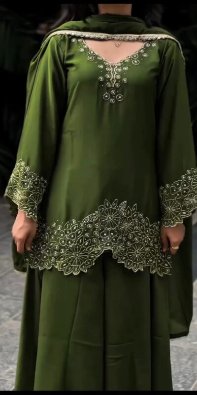 Mahendi Chinon Silk Embroidery Lace Work Salwar Suit | Jump Suits, Salwar suit, Casual Suits, Creative suits, Designer Suits, Palazzo Suits, Party Wear Suits, Patiala Suits, Straight Suits