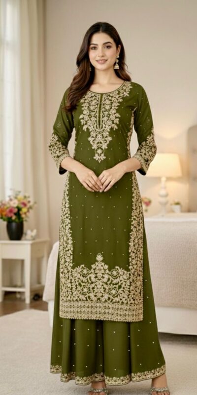 Mahendi Organza Silk Embroidery Work Salwar Suit | Jump Suits, Salwar suit, Casual Suits, Creative suits, Designer Suits, Palazzo Suits, Party Wear Suits, Patiala Suits, Straight Suits
