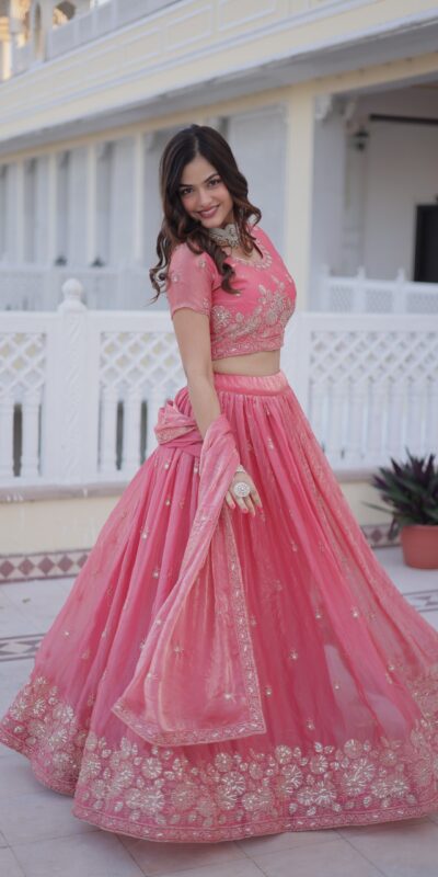 Majestic Gajri Fendi Silk Embroider Work Lehenga Choli | Lehenga, Bollywood Lehenga, Creative Lehenga, Designer Lehenga, Embroidered Lehenga, Party Wear Lehenga