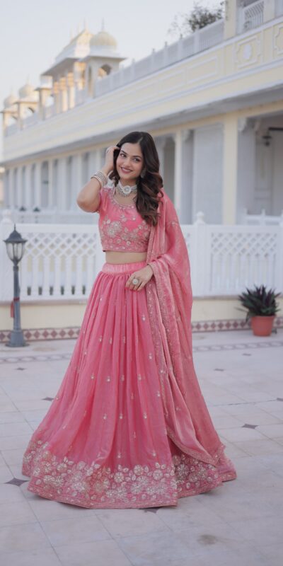 Majestic Gajri Fendi Silk Embroider Work Lehenga Choli | Lehenga, Bollywood Lehenga, Creative Lehenga, Designer Lehenga, Embroidered Lehenga, Party Wear Lehenga