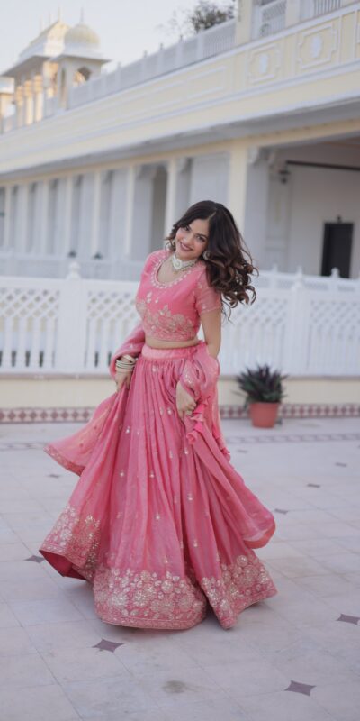 Majestic Gajri Fendi Silk Embroider Work Lehenga Choli | Lehenga, Bollywood Lehenga, Creative Lehenga, Designer Lehenga, Embroidered Lehenga, Party Wear Lehenga