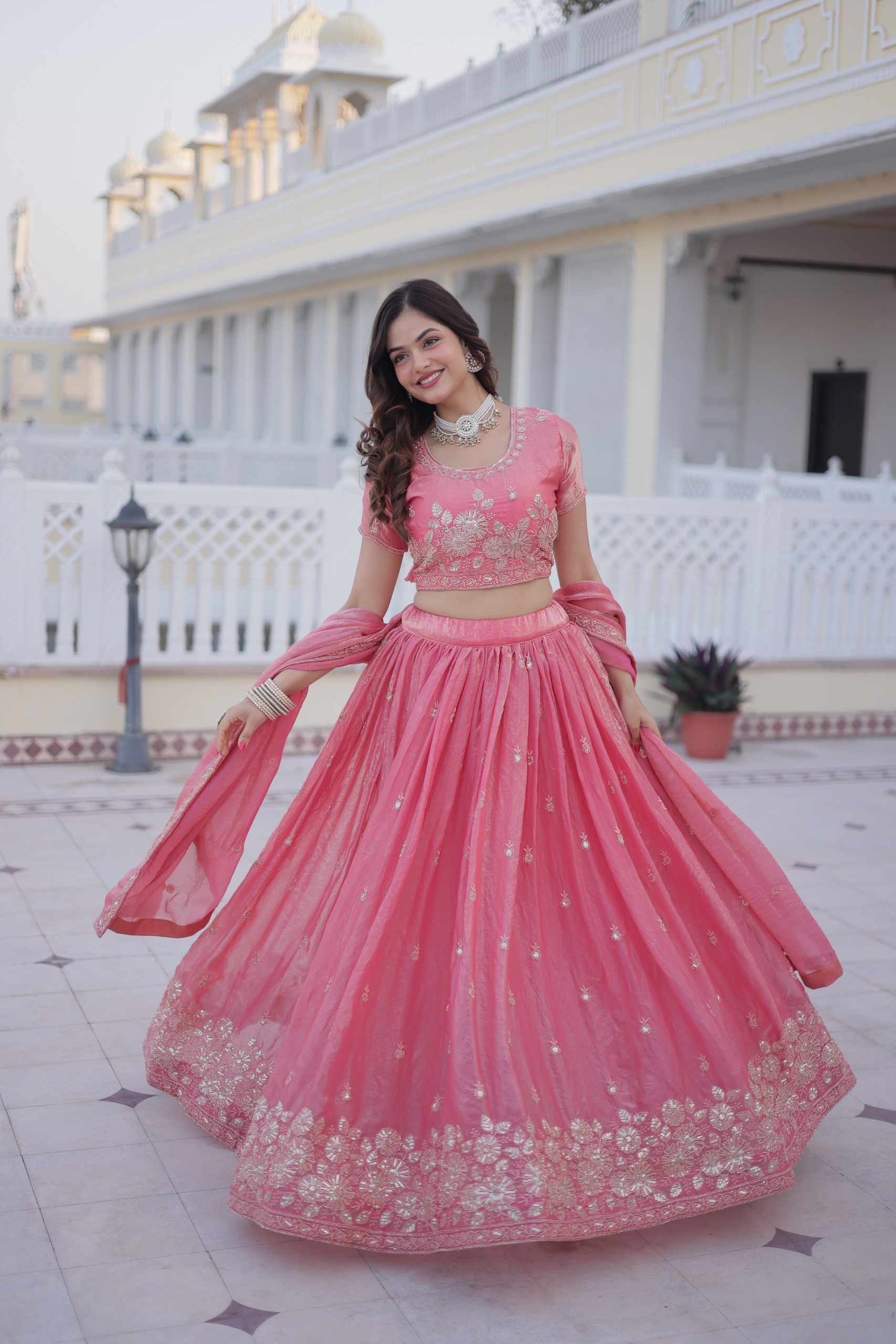 Majestic Gajri Fendi Silk Embroider Work Lehenga Choli | Lehenga, Bollywood Lehenga, Creative Lehenga, Designer Lehenga, Embroidered Lehenga, Party Wear Lehenga