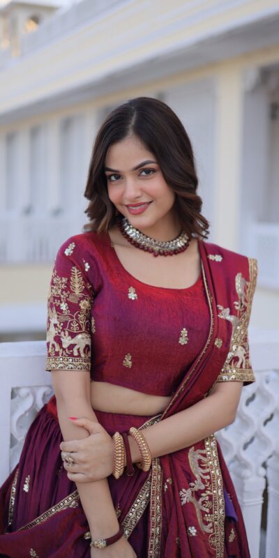 Majestic Maroon Fendi Silk Embroider Work Lehenga Choli | Lehenga, Bollywood Lehenga, Creative Lehenga, Designer Lehenga, Embroidered Lehenga, Party Wear Lehenga