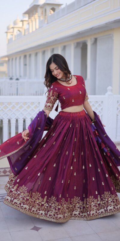 Majestic Maroon Fendi Silk Embroider Work Lehenga Choli | Lehenga, Bollywood Lehenga, Creative Lehenga, Designer Lehenga, Embroidered Lehenga, Party Wear Lehenga