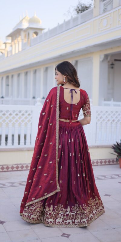 Majestic Maroon Fendi Silk Embroider Work Lehenga Choli | Lehenga, Bollywood Lehenga, Creative Lehenga, Designer Lehenga, Embroidered Lehenga, Party Wear Lehenga