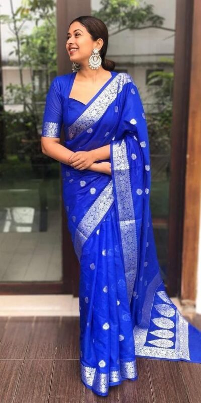 Majestic Royal Blue Lichi Silk Jacquard Work Saree | Sarees, Bollywood Sarees, Creative Sarees, Designer Sarees, Embroidered Sarees, Ethnic Saree, Modern Digital sarees, Party Wear Sarees