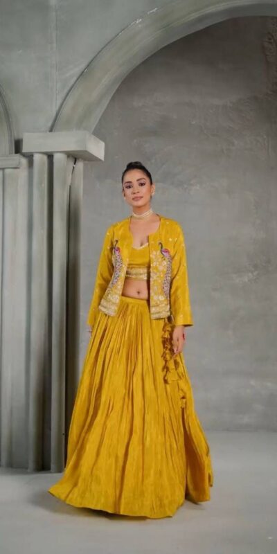 Majestic Yellow Chinon Thread Work Lehenga Choli | Lehenga, Bollywood Lehenga, Creative Lehenga, Designer Lehenga, Embroidered Lehenga, Party Wear Lehenga