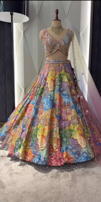 Malty Satin Silk Embroidered Lehenga Choli | Lehenga, Bollywood Lehenga, Creative Lehenga, Designer Lehenga, Embroidered Lehenga, Party Wear Lehenga