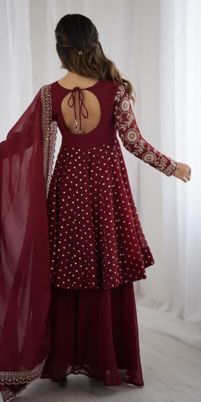 Maroon Crunchy Silk Embroidery Work Salwar Suit | Jump Suits, Salwar suit, Casual Suits, Creative suits, Designer Suits, Palazzo Suits, Party Wear Suits, Patiala Suits, Straight Suits
