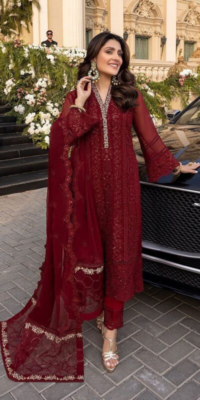 Maroon Faux Georgette Embroider Work Salwar Suit | Jump Suits, Salwar suit, Casual Suits, Creative suits, Designer Suits, Palazzo Suits, Party Wear Suits, Patiala Suits, Straight Suits