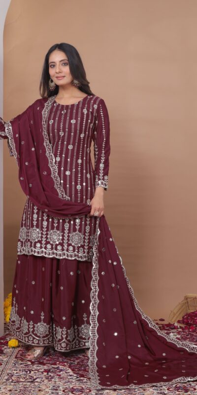 Maroon Natural Crap Embroidery Work Salwar Suit | Jump Suits, Salwar suit, Casual Suits, Creative suits, Designer Suits, Palazzo Suits, Party Wear Suits, Patiala Suits, Straight Suits