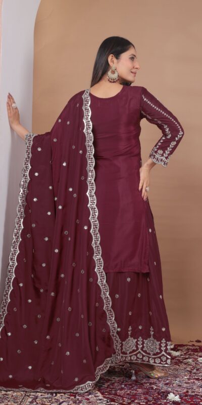 Maroon Natural Crap Embroidery Work Salwar Suit | Jump Suits, Salwar suit, Casual Suits, Creative suits, Designer Suits, Palazzo Suits, Party Wear Suits, Patiala Suits, Straight Suits