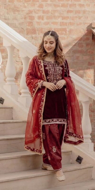 Maroon Organza Embroidery Work Salwar Suit | Jump Suits, Salwar suit, Casual Suits, Creative suits, Designer Suits, Palazzo Suits, Party Wear Suits, Patiala Suits, Straight Suits