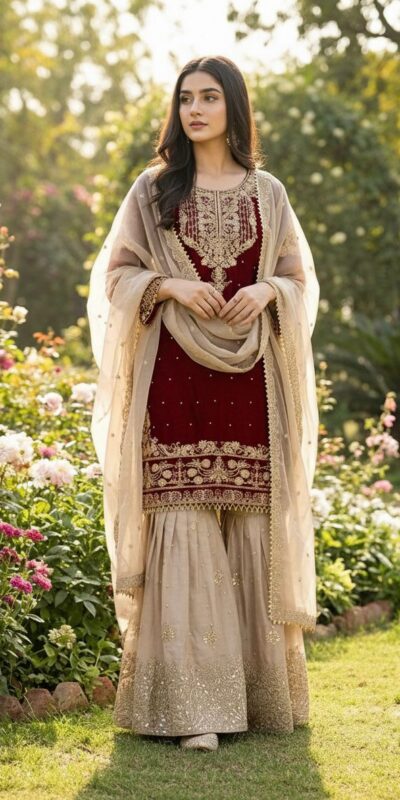 Maroon Organza Silk Embroidery Lace Work Salwar Suit | Jump Suits, Salwar suit, Casual Suits, Creative suits, Designer Suits, Palazzo Suits, Party Wear Suits, Patiala Suits, Straight Suits