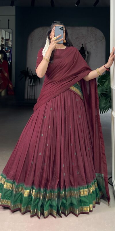Maroon Pure Chanderi Zari Work Lehenga Choli | Lehenga, Bollywood Lehenga, Creative Lehenga, Designer Lehenga, Embroidered Lehenga, Party Wear Lehenga