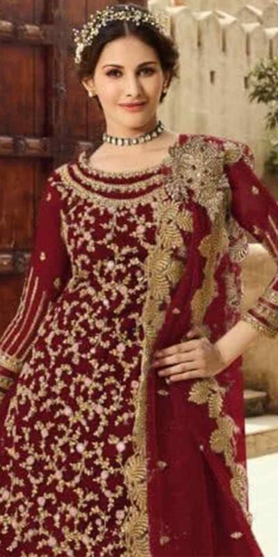 Maroon Soft Net With Embroidery Work Salwar Suit | Jump Suits, Salwar suit, Casual Suits, Creative suits, Designer Suits, Palazzo Suits, Party Wear Suits, Patiala Suits, Straight Suits