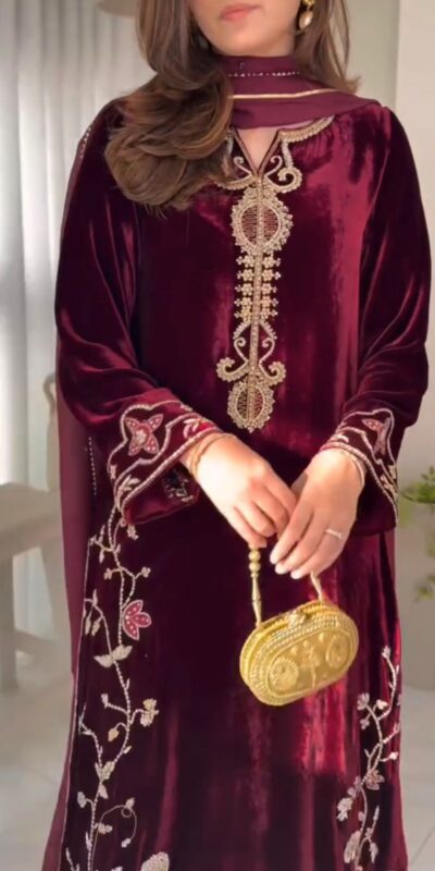 Maroon Viscose Velvet With Lace Work Salwar Suit | Lehenga, Bollywood Lehenga, Creative Lehenga, Designer Lehenga, Embroidered Lehenga, Party Wear Lehenga