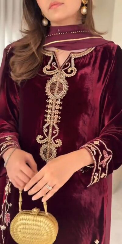 Maroon Viscose Velvet With Lace Work Salwar Suit | Lehenga, Bollywood Lehenga, Creative Lehenga, Designer Lehenga, Embroidered Lehenga, Party Wear Lehenga