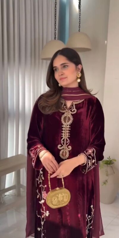Maroon Viscose Velvet With Lace Work Salwar Suit | Lehenga, Bollywood Lehenga, Creative Lehenga, Designer Lehenga, Embroidered Lehenga, Party Wear Lehenga