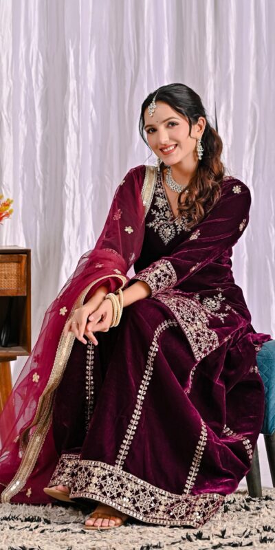 Maroon Viscous Velvet Embroidery Work Salwar Suit | Jump Suits, Salwar suit, Casual Suits, Creative suits, Designer Suits, Palazzo Suits, Party Wear Suits, Patiala Suits, Straight Suits
