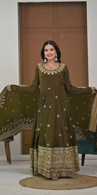Mehandi NC Vichitra Silk Embroidery Work Salwar Suit | Jump Suits, Salwar suit, Casual Suits, Creative suits, Designer Suits, Palazzo Suits, Party Wear Suits, Patiala Suits, Straight Suits