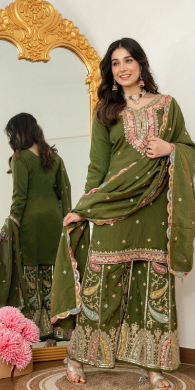 Mehendi Vichitra Silk Embroider Work Salwar Suit | Jump Suits, Salwar suit, Casual Suits, Creative suits, Designer Suits, Palazzo Suits, Party Wear Suits, Patiala Suits, Straight Suits