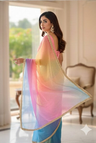 Multi Organza Embroidery Work Digital Print Saree | Sarees, Bollywood Sarees, Creative Sarees, Designer Sarees, Embroidered Sarees, Ethnic Saree, Modern Digital sarees, Party Wear Sarees