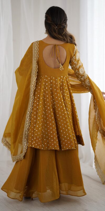 Mustard Crunchy Silk Embroidery Work Salwar Suit | Jump Suits, Salwar suit, Casual Suits, Creative suits, Designer Suits, Palazzo Suits, Party Wear Suits, Patiala Suits, Straight Suits