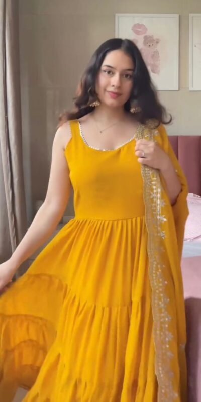 Mustard Faux Georgette Lace Work Salwar Suit | Jump Suits, Tops & Bottoms, Track Suits, Salwar suit, Casual Suits, Creative suits, Designer Suits, Palazzo Suits, Party Wear Suits, Patiala Suits, Straight Suits, Trendy Wear