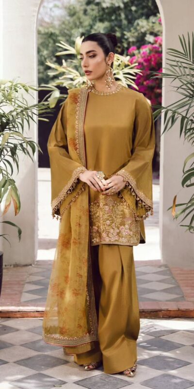 Mustard French Crep Silk With Sequence Salwar Suit | Jump Suits, Salwar suit, Casual Suits, Creative suits, Designer Suits, Palazzo Suits, Party Wear Suits, Patiala Suits, Straight Suits
