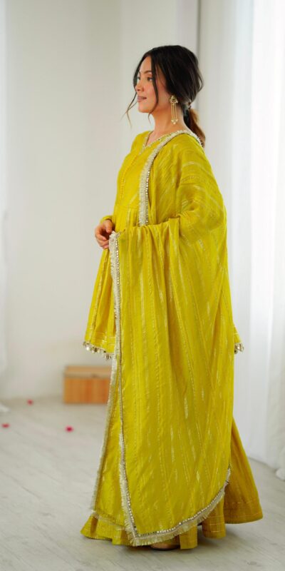 Mustard Mal Chanderi Mirror Work Salwar Suit | Jump Suits, Tops & Bottoms, Track Suits, Salwar suit, Casual Suits, Creative suits, Designer Suits, Palazzo Suits, Party Wear Suits, Patiala Suits, Straight Suits, Trendy Wear