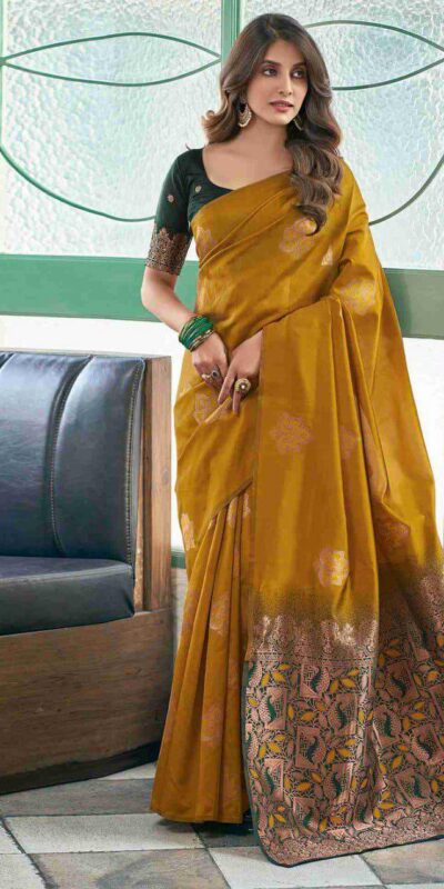 Mustard Soft Lichi Silk Lace Border Work Saree | Sarees, Bollywood Sarees, Creative Sarees, Designer Sarees, Embroidered Sarees, Ethnic Saree, Modern Digital sarees, Party Wear Sarees
