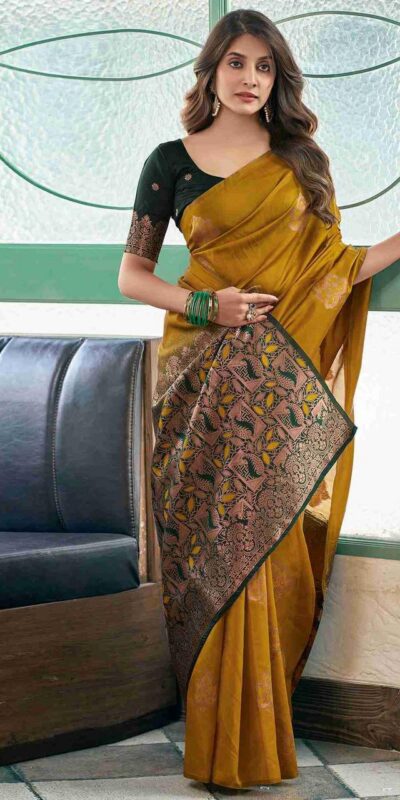 Mustard Soft Lichi Silk Lace Border Work Saree | Sarees, Bollywood Sarees, Creative Sarees, Designer Sarees, Embroidered Sarees, Ethnic Saree, Modern Digital sarees, Party Wear Sarees