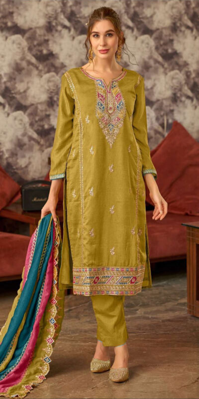 Mustard Vichitra Embroidery Codding Sequence Salwar Suit | Jump Suits, Salwar suit, Casual Suits, Creative suits, Designer Suits, Palazzo Suits, Party Wear Suits, Patiala Suits, Straight Suits