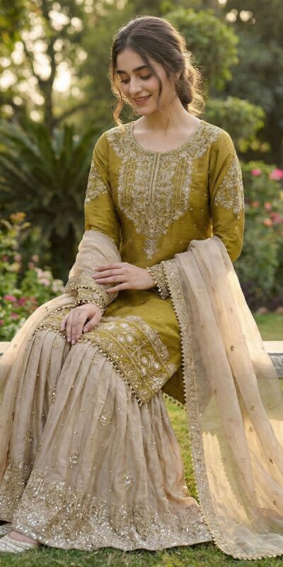 Mustered Organza Silk Embroidery Lace Work Salwar Suit | Jump Suits, Salwar suit, Casual Suits, Creative suits, Designer Suits, Palazzo Suits, Party Wear Suits, Patiala Suits, Straight Suits