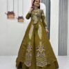 Mustered Vichitra Sequence Work Lehenga Choli | Lehenga, Bollywood Lehenga, Creative Lehenga, Designer Lehenga, Embroidered Lehenga, Party Wear Lehenga