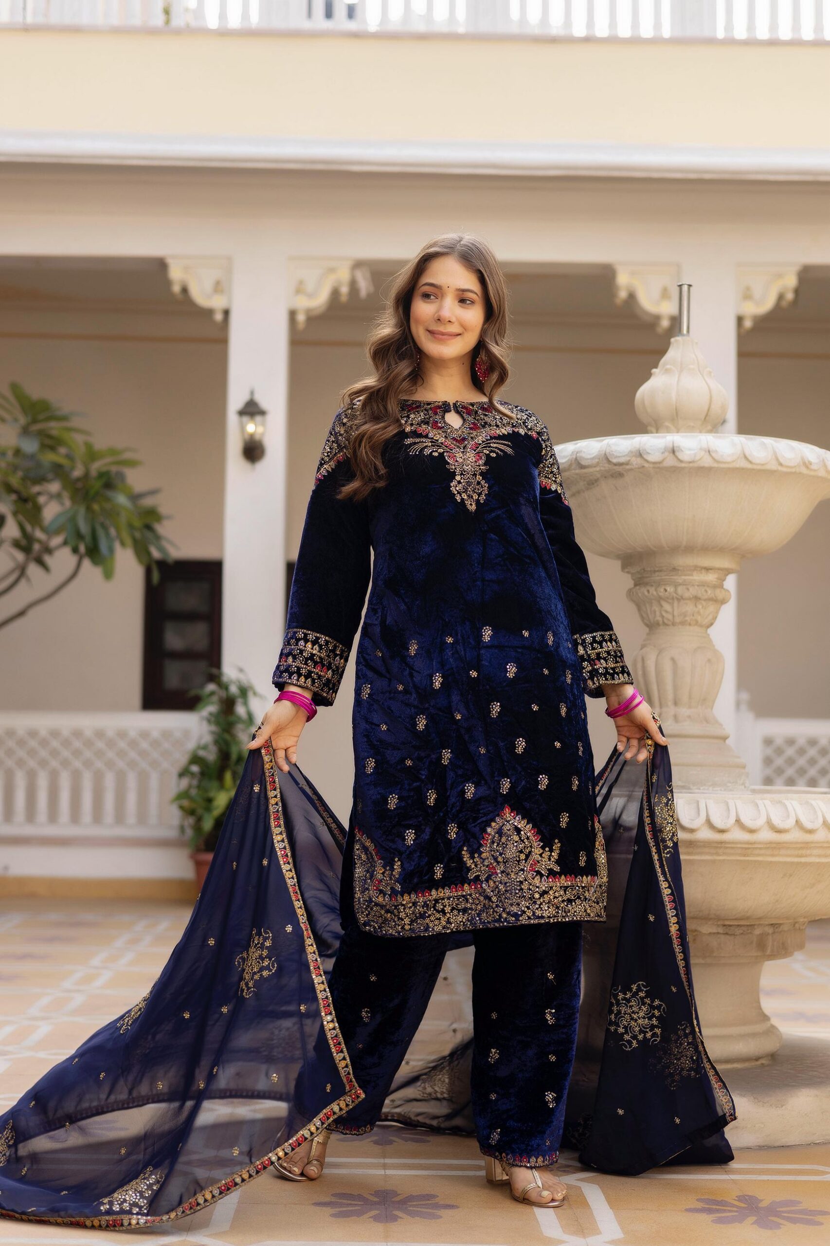 Navy Blue 9000 Velvet Embroider Lace Work Salwar Suit | Jump Suits, Salwar suit, Casual Suits, Creative suits, Designer Suits, Palazzo Suits, Party Wear Suits, Patiala Suits, Straight Suits
