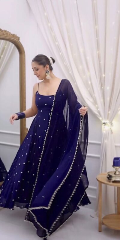 Navy Blue Fendy Silk Sequence Border Work Salwar Suit | Jump Suits, Salwar suit, Casual Suits, Creative suits, Designer Suits, Palazzo Suits, Party Wear Suits, Patiala Suits, Straight Suits