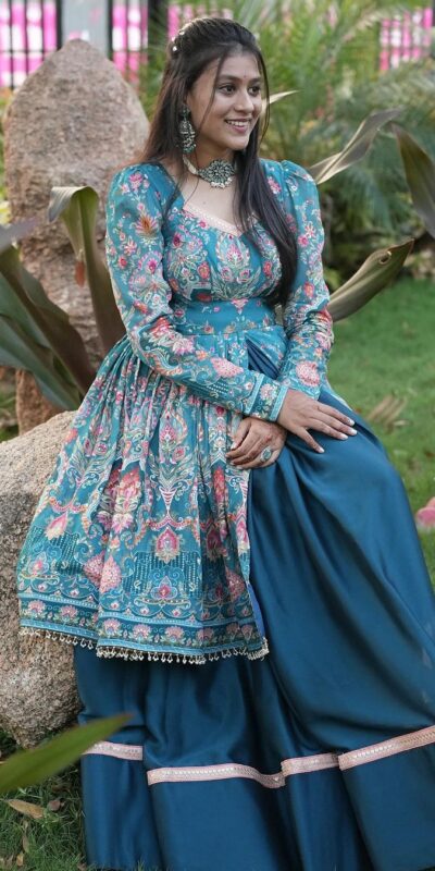 Navy Blue Fiona Silk With Lace Work Lehenga Choli | Lehenga, Bollywood Lehenga, Creative Lehenga, Designer Lehenga, Embroidered Lehenga, Party Wear Lehenga